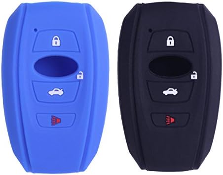 2Pcs XUHANG Sillicone key fob Skin key Cover Remote Case Protector Shell for 2016 2017 Subaru Forester Sti 2017 Outback 2014-2017 BRZ 2015 2016 XV Crosstrek Impreza 2016 WRX smart remote black blue