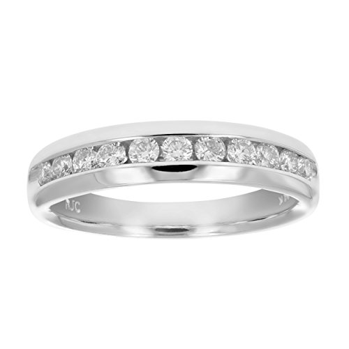 VIR JEWELS1/2 carat (ctw) Diamond Wedding Anniversary Band for Women, Half Eternity Round Diamond Comfort Fit Engagement Ring 14K White Gold Channel Set 0.50 cttw, Size 4.5-10