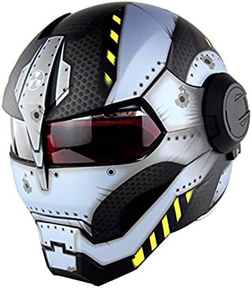 ZHYY Full face Motorcycle Helmet can Off-Road Iron Man D.O.T Certified Motorcycle Flip Open Mask HelmetSuper Personality Retro Style Harley Transformers Helmet soman515,L