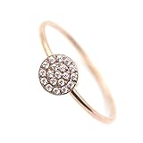 Lemon Grass 14K Rose Gold Plated Minimalist CZ Simulated Diamond Stacking Circle Disc Stackable Ring