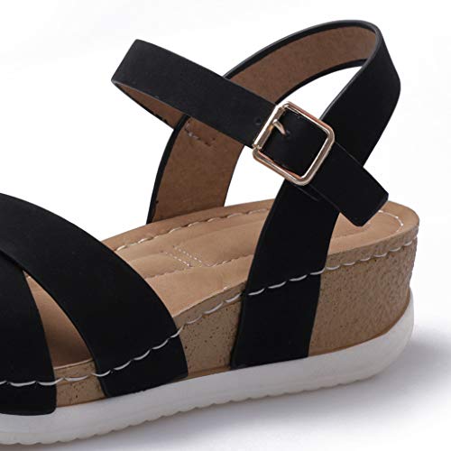 image for Dasuy Womens Soft Bottom Espadrille Sandal Platform Wedge Buckle Ankle