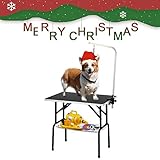 SUNCOO 36 in Foldable Pet Dog Cat Grooming Table Professional Drying Trimming Table,Portable Groomer Station w/Adjustable Arm, Noose, Mesh Tray,Heavy Duty Steel