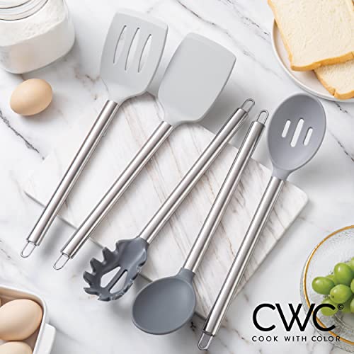 COOK WITH COLOR Silicone Cooking Utensils, 5 Pc Kitchen Utensil Set