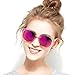 BLUEKIKI YEUX Women Polarized Sunglasses Vintage Oversized Round Mirror(Barbie pink, 55)