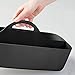 mDesign Large Plastic Divided Office Storage Organizer Caddy Tote with Handle for Cabinet, Desk, Workspace - Holds Desktop Supplies, Pens, Pencils, Markers, Staplers - Lumiere Collection - Black