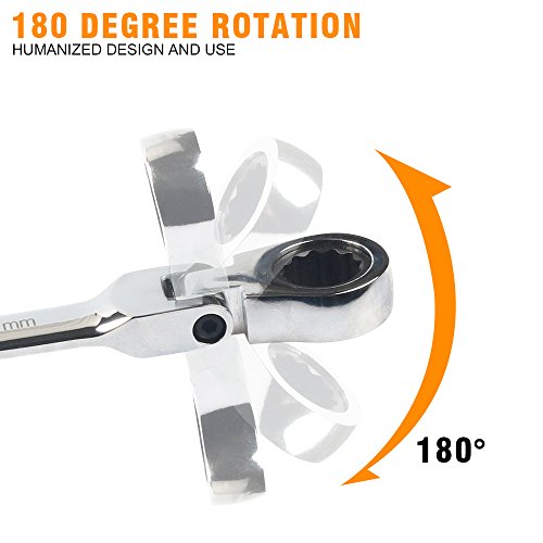 Xilko 6Pcs Metric Ratcheting Combination Wrench Set Handle Spanners Hand Tools 8-13mm
