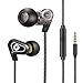 Earphones, In Ear Headphones Earbuds with Microphone, Dual Driver Wired Ear Buds hifi Audio, Noise Cancelling earphone with Deep Bass Stylish Designs – Black