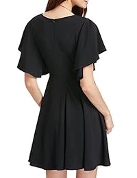 Romwe Vestido de fiesta de cóctel para dama, elástico, con escote en A, acampanado