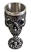 Metallic Finish Grinning Skull Wine Goblet with Stainless Steel Liner, 5 Ounce