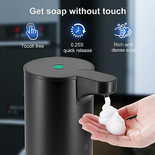 LAOPAO Soap Dispenser Automatic Stainless Steel Soap Dispenser Electric Soap Dispenser IPX5 Waterproof USB-C Charging with Infrared Motion Sensor for Kitchen and Bathroom