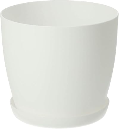 B2C Flower Pots 6 Colours 8 Sizes White Matt 16 cm Plant Pot with Saucer