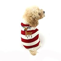 NACOCO Dog Sweater Pet Christmas Elk Bells Sweaters Halloween Reindeer for Small Dog and Cat (M, Red)