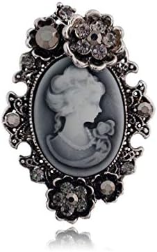 GAOZONGTER Retro Vintage Inspired Cameo Lady Maiden Crystal Rhinestone Pin Brooches for Women Bridesmaid Brides Wedding Gifts