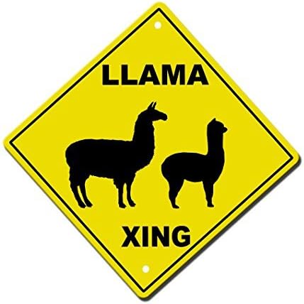 Llama Caution Sign Crossing Sign Outdoor Yellow Diamond Metal Signs Novelty Funny Aluminum Sign Yard Sign Metal Wall Plaque 12x12 inches