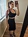 LaSuiveur Women's Sexy Two Piece Outfits Crop Top High Waist Midi Skirt Black M