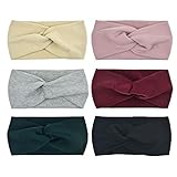 DRESHOW Bow Knotted Flower Headband Boho Floral Hair Band Facial Head Wrap Terry Cloth Yoga Sport Shower Headband Pack 6/8 (6 Pack Cross Ribbing Thin)