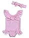 oklady Baby Girl One Piece Swimsuit Stripe Bikini Beach Bathing Suit Infant Swimwear with Bow Headband 6-12 Months