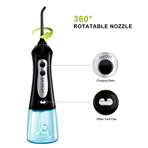 Electric Water Flosser Oral Irrigator Cordless Charger Nozzle Flossers 220V Jet Parts for Teeth IPX7 200ML FDA UBTKEY - Thumbnail 3
