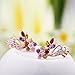 BAMOER Rose Gold Plated Flower Design Multicolor Cubic Zirconia Stud Earrings for Women CZ Jewelry Multicolor CZ