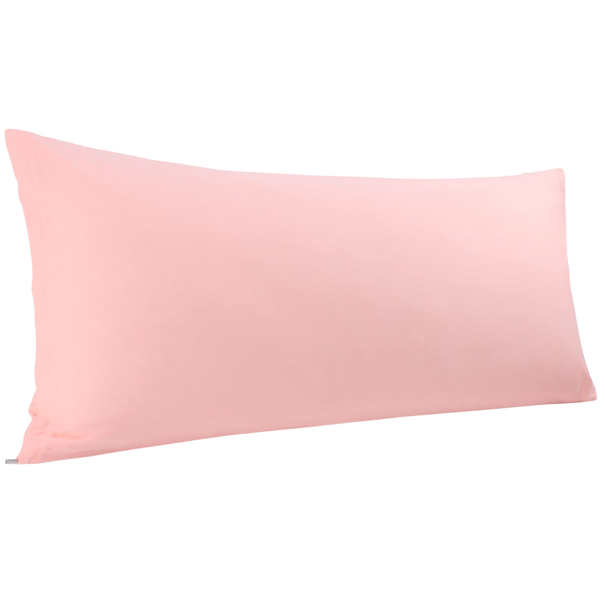 PiccoCasa Body Pillow Cover Egyptian Cotton Bolster Pillow Cases - 300 Thread Count Super Soft and Breathable Long Body Pillowcase with Zipper Closure Pink 20"x48"/ 4ft