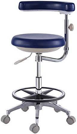 Dental Dentist's Mobile Chair Nurse's Stools with Backrest PU Leather Dark Blue (4#)
