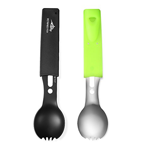 Dsmile 2 Pack Spoon Fork Knife Combo Set Camping Survival Tool - Camping Hiking Hunting Backpacking Outdoor Survival Multitool Utensil Accessory