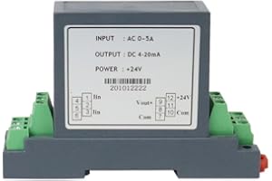 AMEIP DC Current Sensor,0-5 A Output Signal DC 4-20mA Current Transmitter Transducer DIN Rail Installation for DC Current Measurement