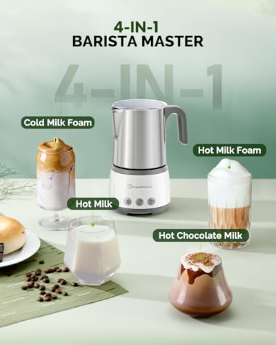 Maestri House Milk Frother, 4-in-1 DualFro 400 Electric Milk Steamer and Frother, 16.9OZ 600W Smart Touch Control Hot and Cold Foam Maker, Memory Function for Latte, Cappuccinos, Milk, Chocolate Milk