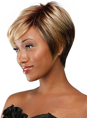 2017 Trendy Personality Short Straight Hair Gradient Synthetic Hair Wigs for Black Women