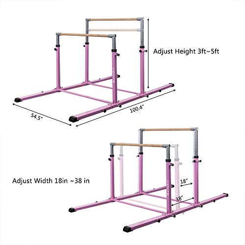 Matladin 3Play Double Horizontal Bars, Gymnastics Bars with Adjustable Height and Width, Upgraded Junior Training Bars for Kids