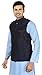 Men's Silk Nehru Jacket Sleeve Less Traditional Indian Waistcoat (Blue, L)