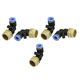 uxcell 5 Pcs 6mm Push in Connector 3/8 inches PT Thread Elbow Quick Fitting