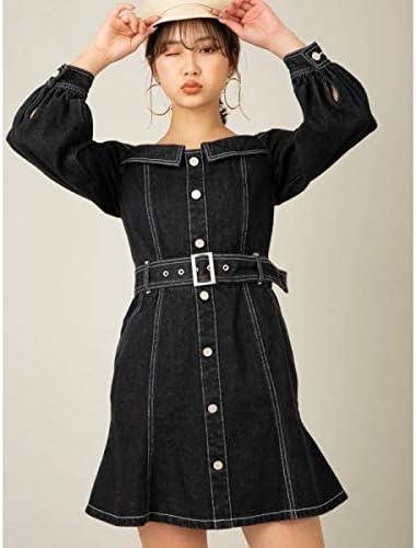 Amazon Co Jp セシルマクビー Cecil Mcbee デニムオフショルミニワンピース ブラック M 服 ファッション小物