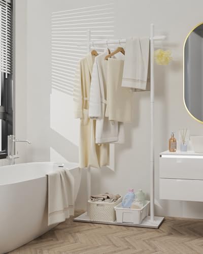 ENUMAIL Standing Coat Rack, Modern Freestanding Hangers with Thick Rock Bottom Plate, Clothes Hanger for Office, Bedroom, 175cm, White, Large