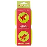 Crocodile Creek Kids Eco Reusable Dinosaur T-Rex Snack Keeper (Set of 2), Green