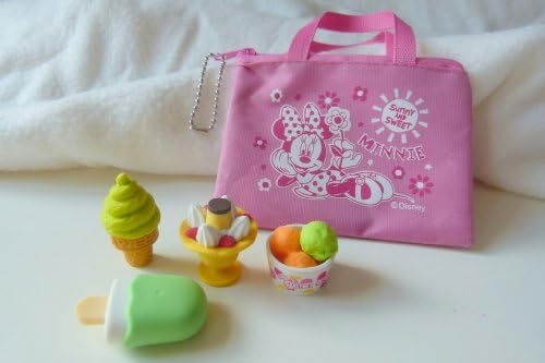Iwako Desserts - ice cream cone, pudding, ice cream cup and ice lolly Japanese Erasers with Pink Zipper Bag