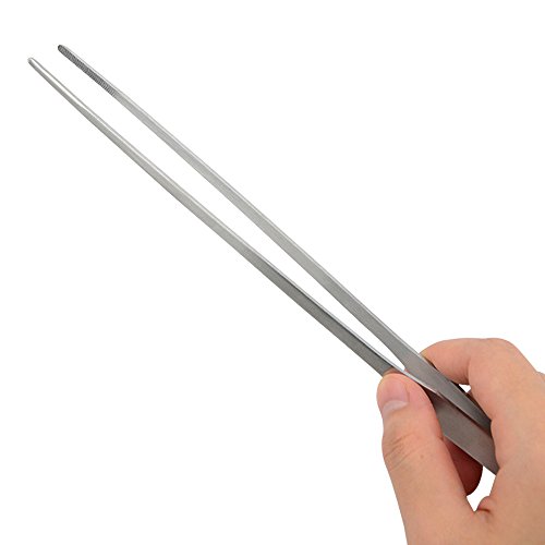 LILYS PET Straight and Bend Stainless Steel Super Thick Tweezers Set,Pliers Aquarium Tool Fish Tank Aquatic Plants Forceps Clip (10.5")