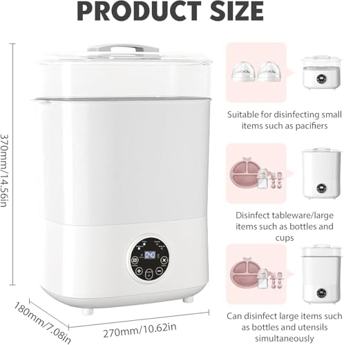 Bestbless Baby Bottle Sterilizer and Dryer, 5-in-1 Large Capacity Bottle Sanitizer and Dryer, 2 Layers Compact Baby Bottle Electric Steam Sterilizer and Dryer for Baby Bottles, Pacifiers, Pump Parts