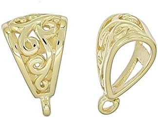 egemmall 1PC Sterling Silver Pendant Bail Clasp Slider Connector with Open Loop, 18kt Gold Plated
