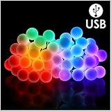 DenicMic Led Globe String Lights - Colored USB Fairy Ball Lights 50 Mini Led 32.8Ft Waterproof for Indoor Bedroom Outdoor Garden Patio Holiday Decoration Wedding, Party, Halloween, Christmas, etc.