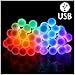 DenicMic Led Globe String Lights - Colored USB Fairy Ball Lights 50 Mini Led 32.8Ft Waterproof for Indoor Bedroom Outdoor Garden Patio Holiday Decoration Wedding, Party, Halloween, Christmas, etc.