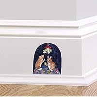 60 Second Makeover Limited Full Colour Mouse Hole Christmas Mistletoe Holly Cute Wall Sticker Decal Skirting Board