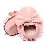 Voberry Baby Boys Girls Soft Soled Tassel Bowknots Crib Shoes PU Moccasins ( 4~8 Month, Pink)