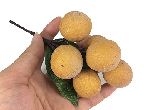 perfect2desire Longan Artificial Fruit Lifelike Simulation Leaves Faux Fake Fruit Home Kitchen Cabinet Decoration Realistic Clay Assortment - Thumbnail 2