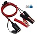 CUZEC 12V/ 24V Extension Cord Plug Socket with Battery Clamp 4.9FT / 1.5m 16 AWG Battery Clip-On and Cigarette Lighter Adapter