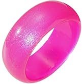 ChungLong0593 Colorful Glitter Resin Geometric Bangle Bracelet for Women Chunky Acrylic Irregular Wristband Pearlescent Round Wide Plastic Bangle Jewelry Gift A-Hot Pink