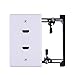 HDMI Wall Plate New Rear Connector Design with Mounting Bracket Easy to Install Built-in Flexible Hi-Speed HDMI 2.0 Version Supports 4K, 3D, ARC, Dual Port White (HDMI Wall Plate-2k)
