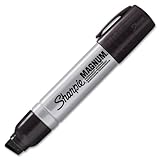 Sharpie Magnum Permanent Marker - Jumbo Marker Point Type - 15.9 mm Marker Point Size - Chisel Marker Point Style - Black Ink - Silver Barrel - 1 Each