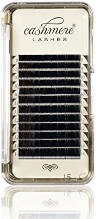 Cashmere Lashes® | Classic Ellipse Flat Split Tips Lashes | Glossy Finish 0.15 C D Curl Single & Mixed Tray | Individual Eyelash Extensions (15 C mix)