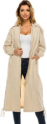 JEZEEL Women's Zipper Pocket Detail Hooded Long Waterproof Jacket. (DH419)